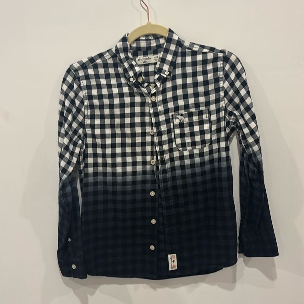 Abercrombie kids Flannel button-down ombré gingham pattern